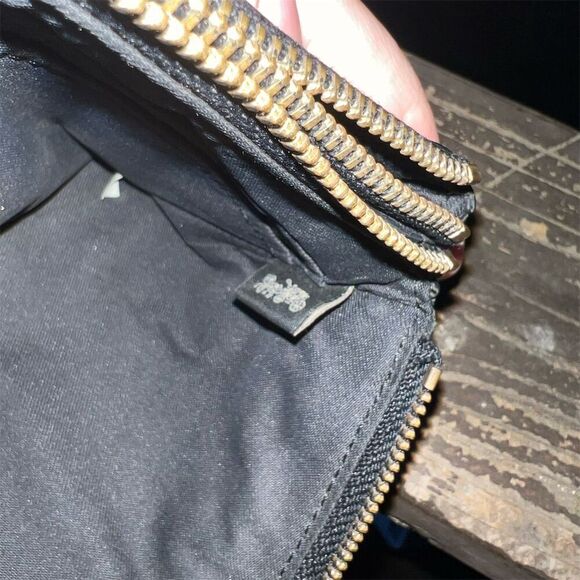 COACH Double Zip Wristlet Phone Wallet Black w Gold Hardware AUTHENTIC - Picture 7 of 7